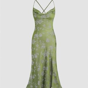 Cider Green Floral Midi Dress